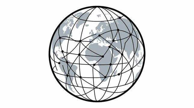 Abstract geometric sphere features interconnected triangular grid lines forming a complex network pattern.