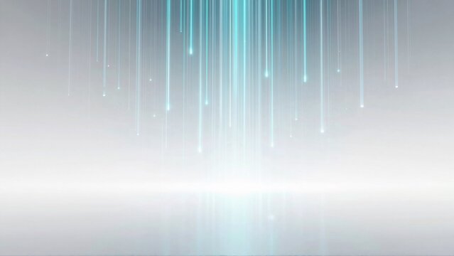 abstract digital art piece white background focal point bright blue line extends top corner bottom right corner line appears multiple vertical lines connected thin straight lines lines arranged way
