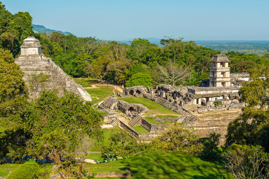 Mayan city of Palenque landscape, Chiapas, Mexico.