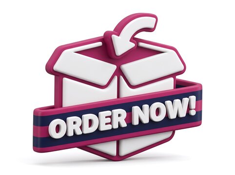 3D render of an open box with an arrow and order now label delivery icon e commerce buy online