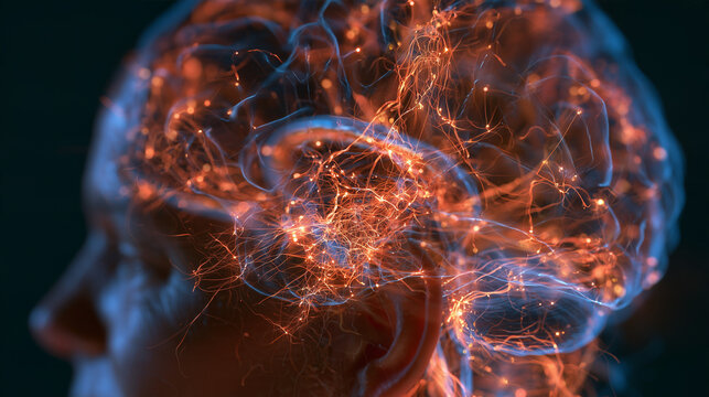 Human Brain Silhouette with Highlighted Hippocampus and Prefrontal Cortex Anatomy