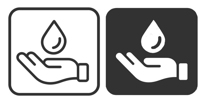 Hand Holding Water Drop Icon Set
