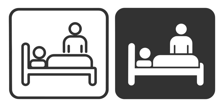 Patient Care Hospital Bed Icon Set