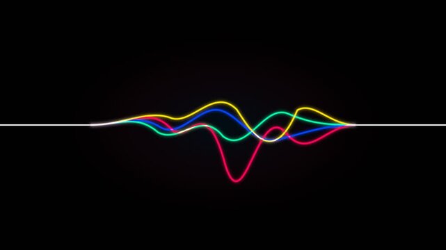 Colorful Audio Waveform Animation with Neon Glowing Sound Lines for AI Voice Recognition Interface