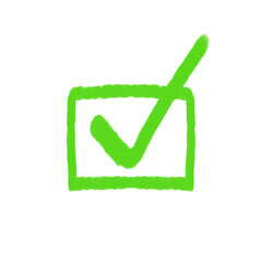 Hand Drawn Green Check Mark Checkbox Watercolor Crayon Icon © Abidah