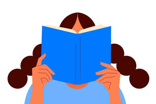 Flat vector illustration of a woman, girl reading a book, ideal for education, learning, literature, libraries, reading apps, book clubs, school projects, editorial content, and digital designs, PNG