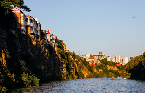 Scenic cityscape of Tbilisi old town. Tbilisi is the capital and the largest city of Georgia, lying on the banks of the Kura River.