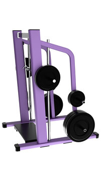Gym Smith machine with weight plates, on a transparent background. Gym machine for squats and presses, on a transparent background.