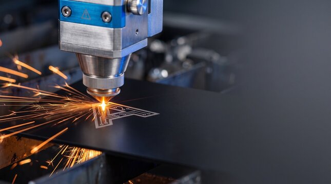 Laser engraving a circuit-style letter design into aluminum