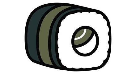Minimalist sushi roll vector illustration, hand-drawn maki sushi icon, Japanese cuisine food graphic for restaurant menus and branding © Apon