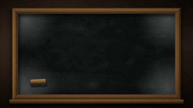 Wooden framed blackboard wiped clean by a chalk eraser leaving empty copy space