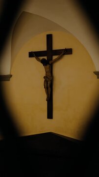 Christ crucified inside a sacred Christian church