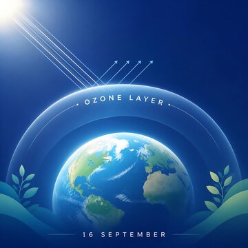 Ozone layer protection concept, Earth globe with protective atmosphere shield, September 16 international day for preservation