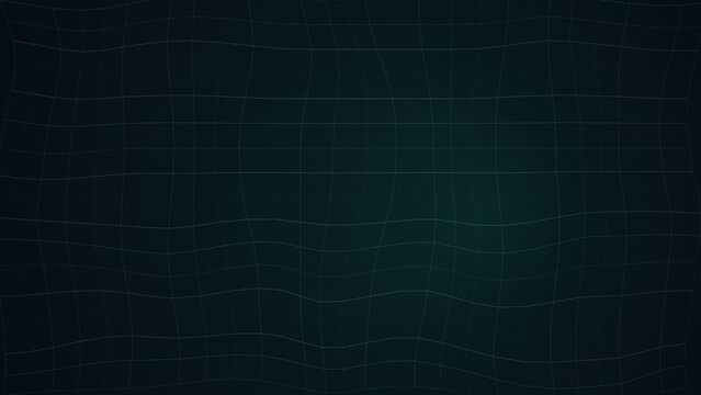 Abstract background, with a dark, teal grid of, wavy lines creating, a distorted mesh, pattern against a, very dark navy, blue solid background