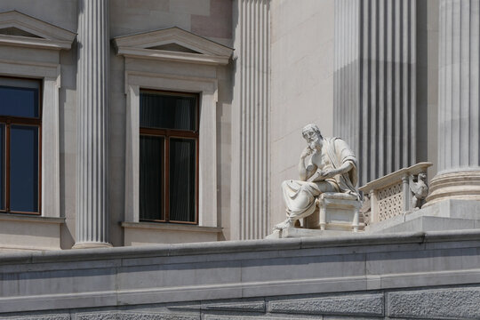 Statue of Herodotus at the Austrian Parliament in Vienna, Austria. 