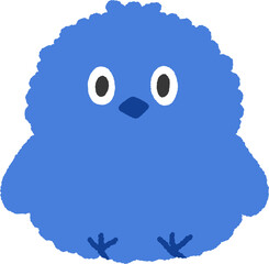 Cute fluffy blue chick bird character vector illustration © 상미 최