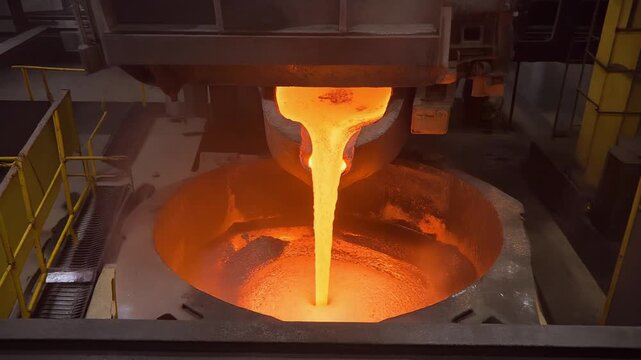 Molten steel pouring in a steady unbroken stream