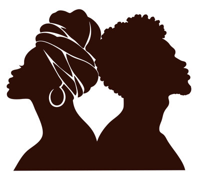 Silhouette of Black Woman and Man Back-to-Back  &ndash; Black Consciousness, Unity and Strength - Vector Illustration Isolated on Transparent Background

