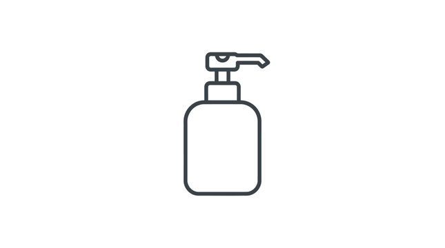 Minimalist outline icon of a liquid soap dispenser bottle.
