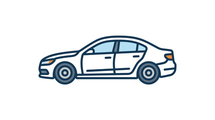Naklejka premium Side view illustration of a white sedan car.