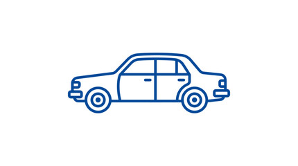 Fototapeta premium Minimalist line art icon of a classic sedan car.