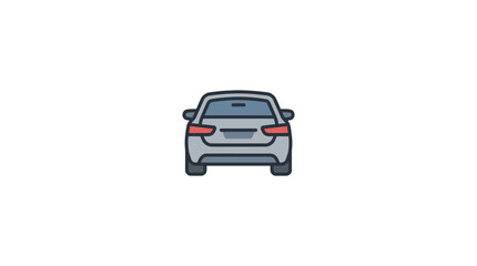 Fototapeta premium Minimalist vector illustration of a grey sedan car rear view.