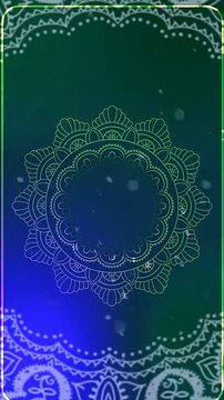 blue light neon mandala seamless,or light blue neon mandala, on circle frame in copy space background wallpaper 4k animation.