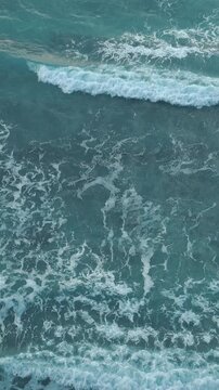 Ocean Waves from Above with White Sea Foam