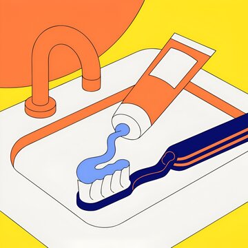 illustration of a toothpaste on toothbrush