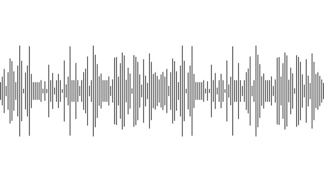 Black sound wave vector isolated on transparent background. Abstract music waveform, audio frequency, equalizer pattern for podcast, music, social media. Transparent PNG version.	
