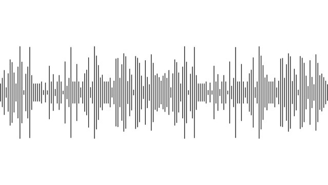 Black sound wave vector isolated on white background. Abstract music waveform, audio frequency, equalizer pattern for podcast, music, social media. JPEG version.	
