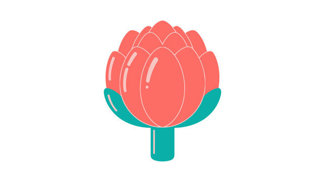 Stylized pink and teal artichoke vegetable icon.