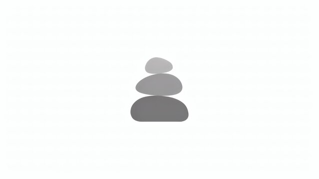 Minimalist stack of three gray pebbles isolated on a clean white background for design with stacked vertically