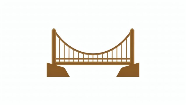 Minimalist brown suspension bridge icon isolated on white background with vector illustration brown towers vertical support