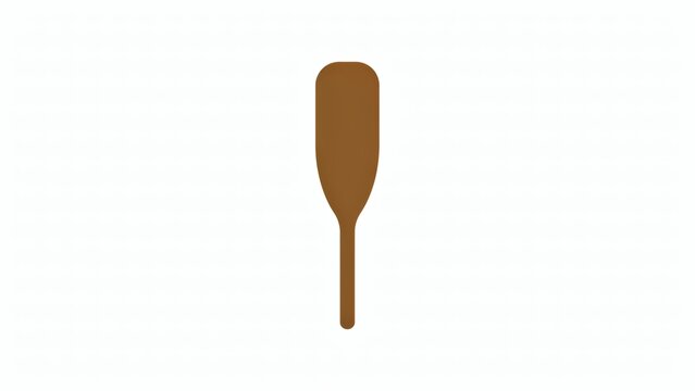 A single brown wooden oar or paddle isolated on a plain white background with boat equipment sporting goods