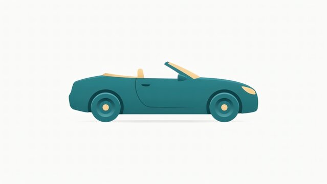 A teal convertible car shown from the side against a solid white background with convertible vehicle light