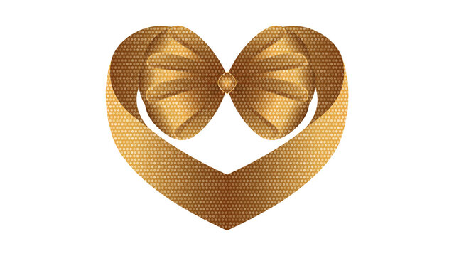 Decorative golden bow with ribbon isolated on transparent background. holiday decoration. for dark and light color background. realistic gold shiny nice effect ribbon illustration PNG