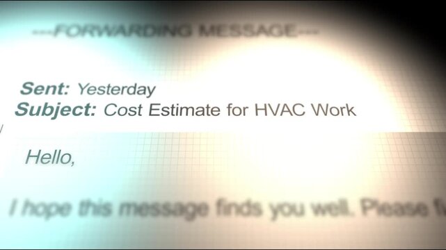 A Email Depicting a Cost Estimate for a HVAC Work
