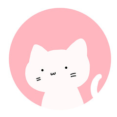 Fototapeta premium 白猫のシンプルアイコン（ピンク）