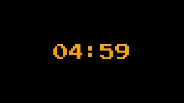 10 minutes countdown timer animated in 8-bit retro style