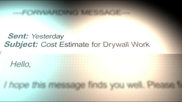 A Email Depicting a Cost Estimate for a Drywall Work