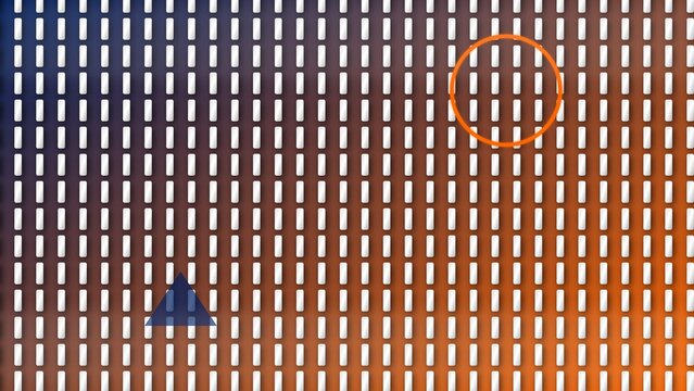 Abstract optical illusion pattern with geometric shapes on textured grid background