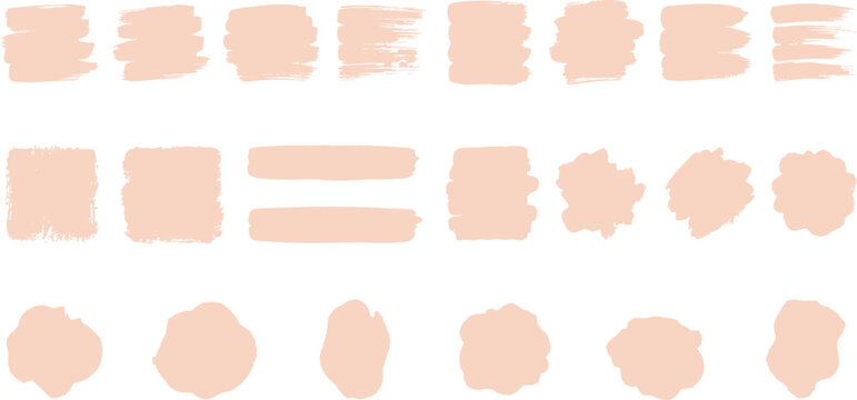 Peach Brush Stroke Square Blob and Highlighter Shapes Collection