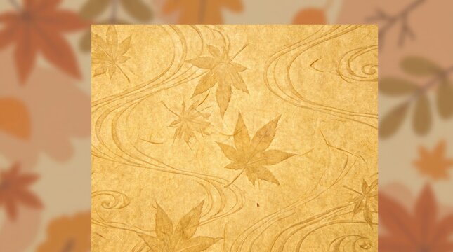 Abstract background featuring golden japanese maple leaves pattern on textured paper golden texture autumn background floral patte