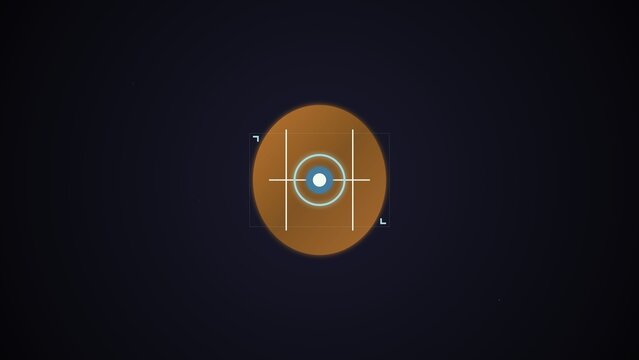 Futuristic HUD target interface with glowing blue center and orange circle