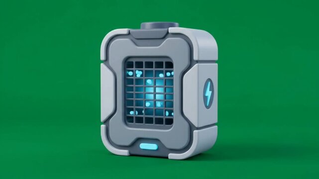 Semi-3D Animation of Hydrogen Fuel Cell Icon on Green Screen