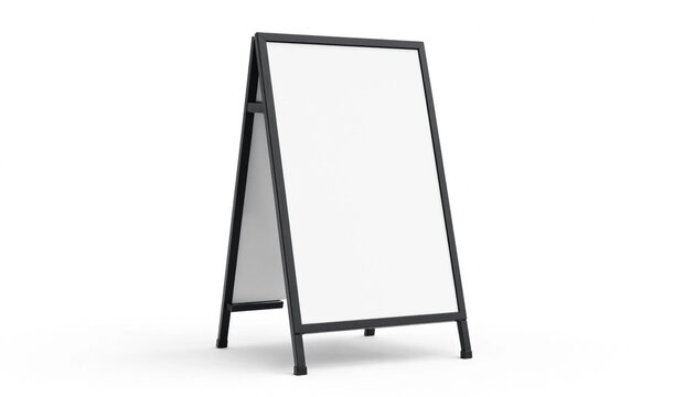 Blank black sidewalk sign mockup standing isolated on a clean white background.