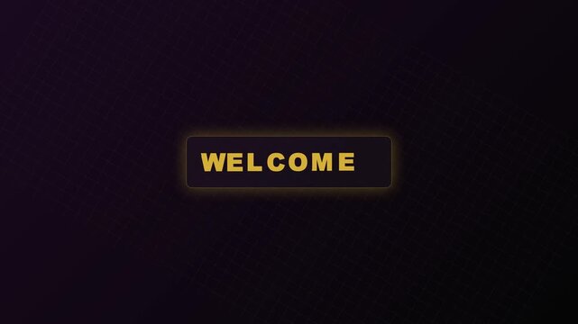 Elegant welcome button with gold text on dark background