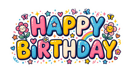 Fototapeta premium Bold Colorful Happy Birthday Lettering Header Graphic