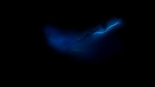 Blue Lightning Bolt Strike on Black Background